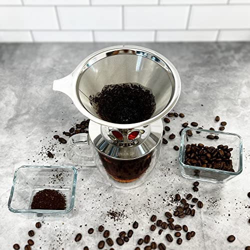 Image of The London Sip Stainless Steel Coffee Dripper Pour Over Coffee Maker, Coffee Slow Brewing Accessories for Home, 1-4 Cup
