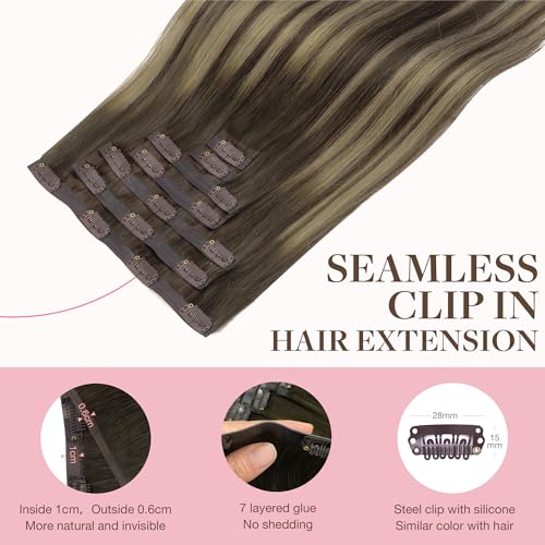 Image of GOO GOO Seamless Clip in Hair Extensions Real Human Hair Remy Extensions