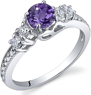 Peora Enchanting 0.50 Carats Amethyst Ring in Sterling Silver Size 6