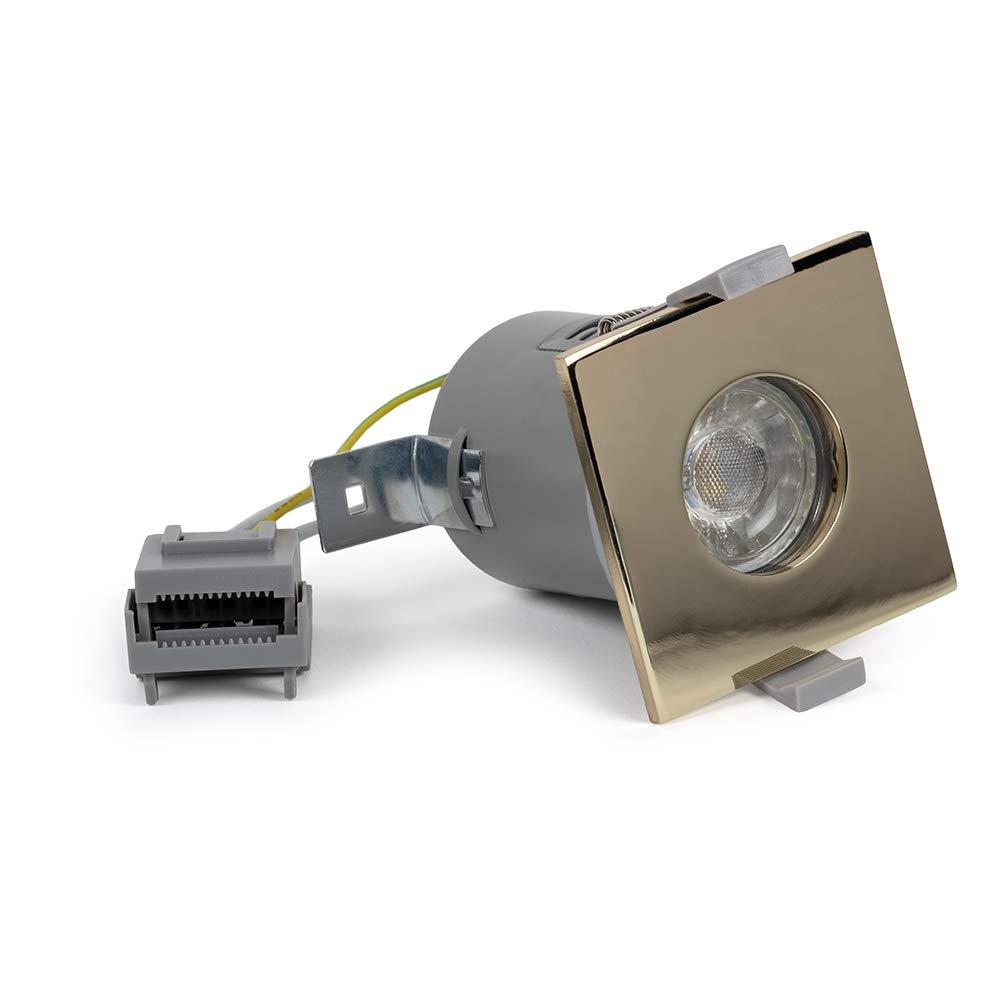 LIEBER Brass GU10 Fire Rated IP65 Square Downlight for Bathroom, Bedroom, Kitchen Lighting