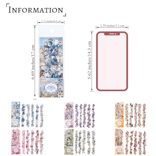 Adesivos de scrapbook com tira longa de flores em relevo retrô adesivos de borda de tiras de flores