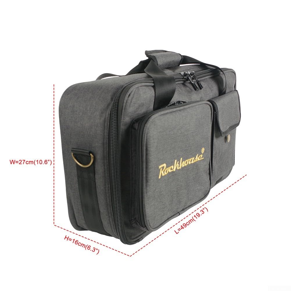 Pedalboard Gitarre Tragetasche Wasserdicht Gepolstert Zubehörfächer Netzkabel Aufbewahrung Schwarz 49x27x16cm(M)