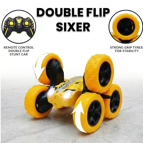 Image of Amazon Brand - Jam & Honey Off Roader Rechargeable Remote Control Car | RC Monster Truck with LED Headlights, Type-C Charging, Anti-Skid Tyres, 120 Ft Range | 2.4GHz Remote Controller - Yellow(MT1624)