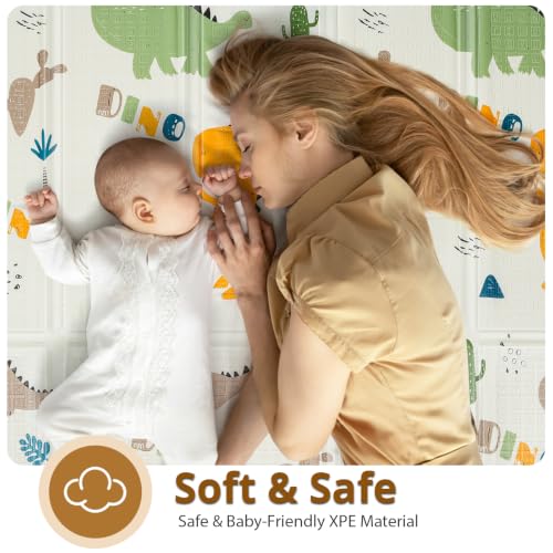Image of PIGLOG Foldable Baby Play Mat for Floor, Baby Floor Mat for Crawling, Reversible Waterproof & Non-Toxic Baby Foam Playmat, Baby Play Mat for Babies, Infants & Toddlers 6-12 Months