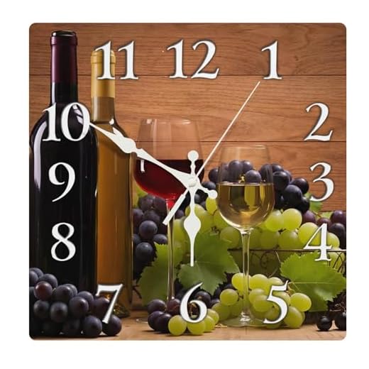 Britimes Square Wall Clock Silent Non Ticking Battery Operated Clock 12 Inch, Glasses Red White