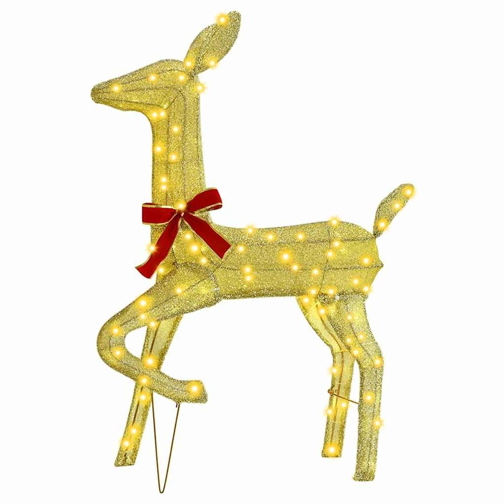 Juego de 3 figuras decorativas navideñas de tela blanca cálida, 68 x 26 x 127 cm, corriente USB, 300 ledes, resistente a la intemperie, para salón y exteriores protegidos
