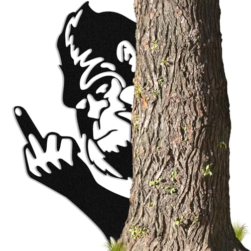 50 Peek a Boo Flipping Off Metal Sign – Peeping Animal Wall Art Ornament Middle Finger Peeping Around Signs