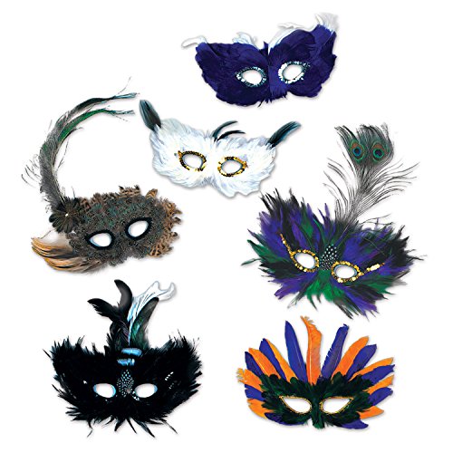 Beistle Feathered Mask, Half Face
