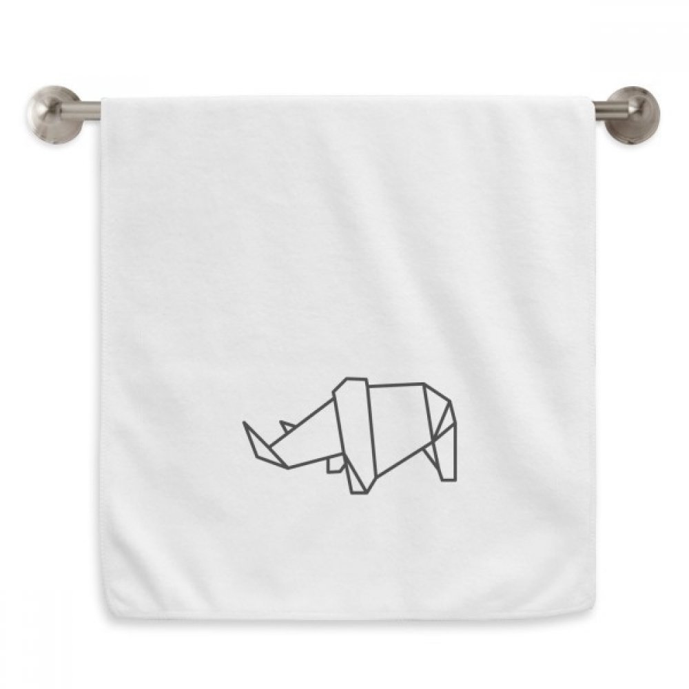 Serviette origami rhinocéros blanche 13x29 pouces en coton géométrique