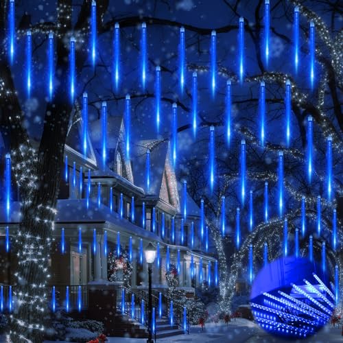 Frasheng Luci Natalizie da Esterno,Luci Della Pioggia di Meteore,30cm 240 LED - 10 Tubi Natale Catena Luminosa,Luci a Pioggia Natalizie da Esterno, Adatta per Feste, Natale, Decorazione del Giardino