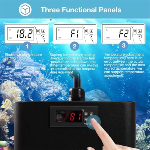 Refrigeratore d'acqua per acquario, compressore silenzioso per serbatoi di acqua dolce e salata, soluzione di raffreddamento efficace per acquari fino a 300 litri