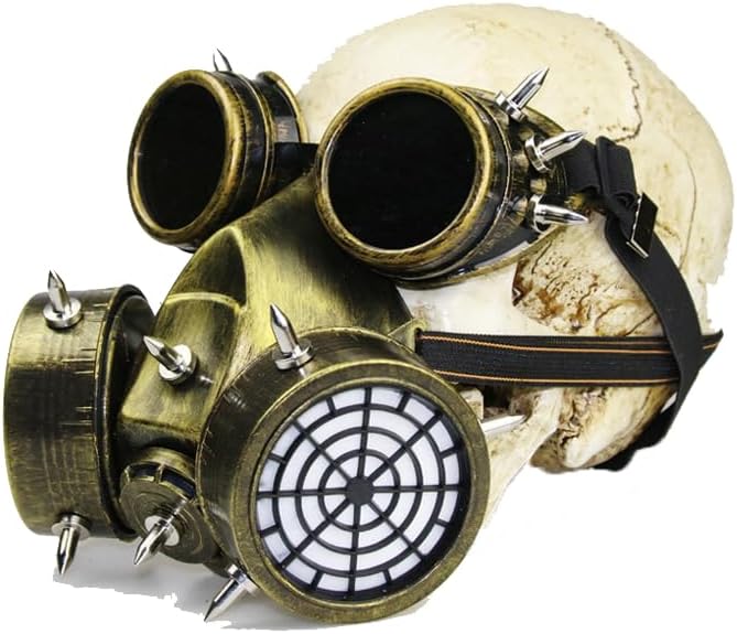 Easter Halloween Steampunk Creative Mask Headmask Mask Goggles Halloween Cosplay Headgear Prop Gift (Ancient Gold)