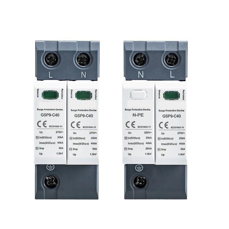 GSP9 20~40KA AC SPD 1P 2P 3P 4P House Surge Protector Protection Protective Low-Voltage Arrester Device 275~440V(AC385V,2P)