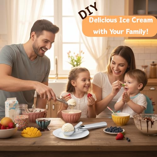 ZKIRON Old-school Heavy Duty Ice Cream Scoop - Stainless Steel, Dishwasher Safe, Trigger Release; Cookie Dough Scoops for Food, Perfect for Baking, Fruit, Frozen Yogurt, Muffin (Medium, Silver) - Thumbnail 7
