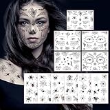 Halloween Tattoo Gesicht Spinnen, 11 Blätter Spinnen Tattoos für Gesicht & Körper, Realistische Spinnennetz Tattoos,Temporäre Klebetattoos für Kinder & Erwachsene, Halloween Party Karneval Deko