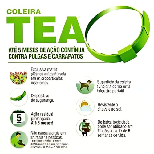 Kit 03 Coleiras Antipulga TEA p/Filhotes e Cães Peq. 33cm