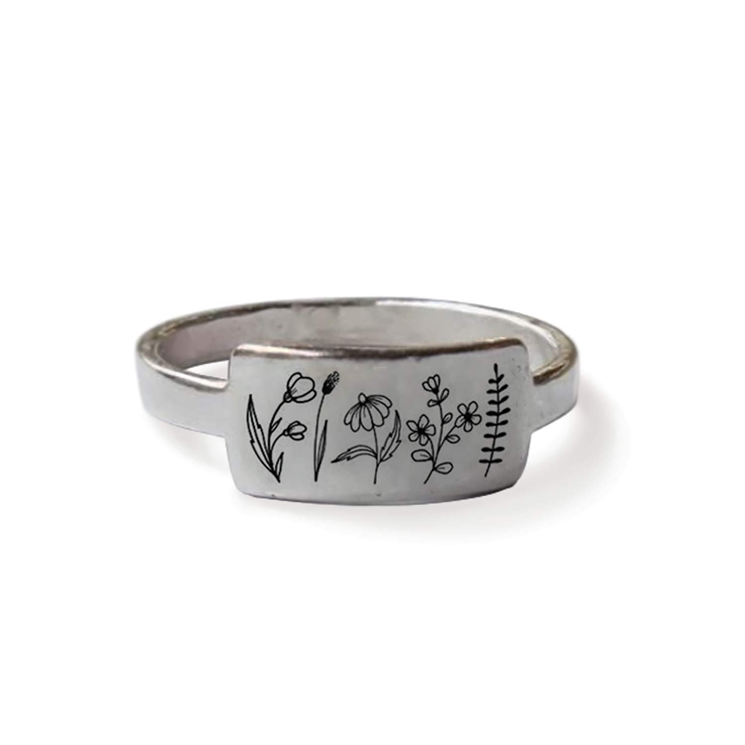 SIMONLY Wildflowers Ring for Women S925 Sterling Silver Wildflower Nature Ring Flower Jewelry