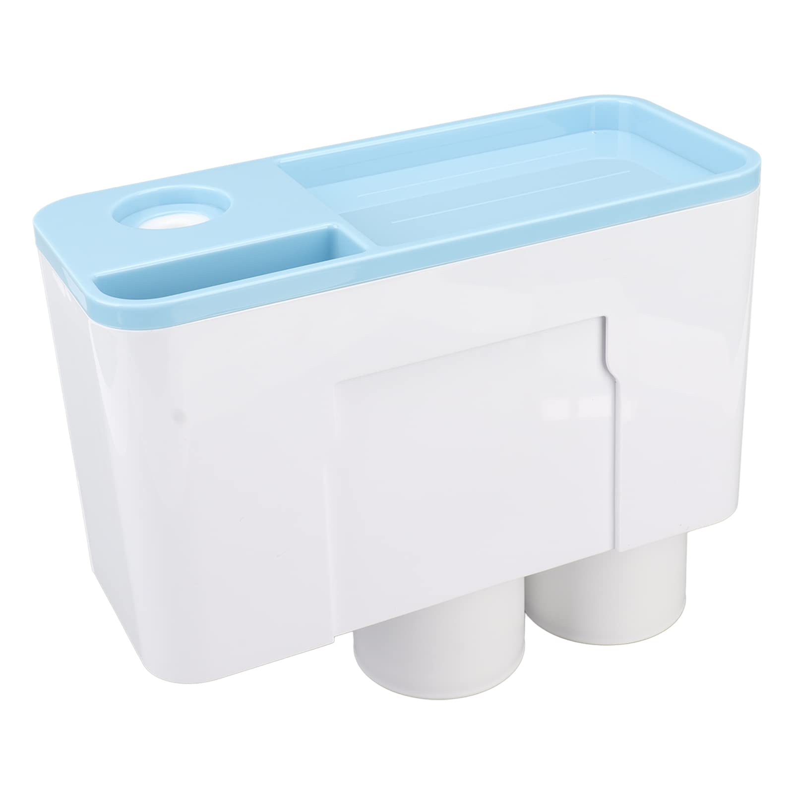 Cocoarm Zahnpastaspender, PP-ABS, Wandmontage, Zahnpastaspender, Quetschset mit Zahnbürstenhalter, Aufbewahrung ohne Bohren, Umgekehrte Becher für Erwachsene und Im Badezimmer (Zwei Tassen, Blau)