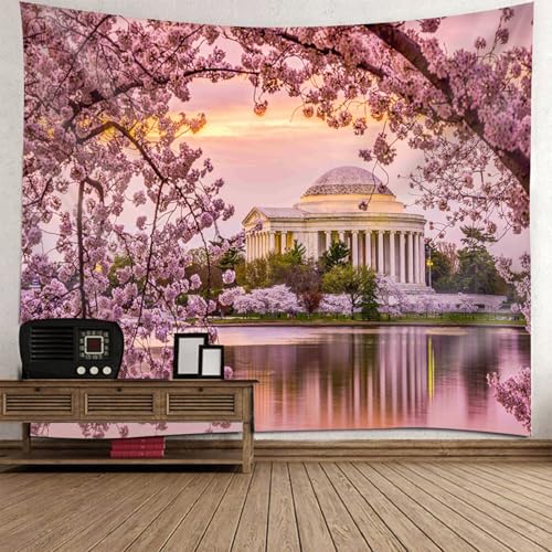 Tapisserie paysage fleurs et palais 256x350CM décorative pour grand salon