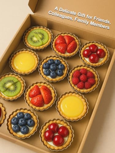 Image of 4 Inch Mini Quiche Pans Gold 6 Pack. Egg Tart Molds w /Removable Bottom, Non-Stick Coating, Rugged Carbon Steel for Small Tart Quiche Pie Making. Gift for Women Christmas Thanksgiving Festival