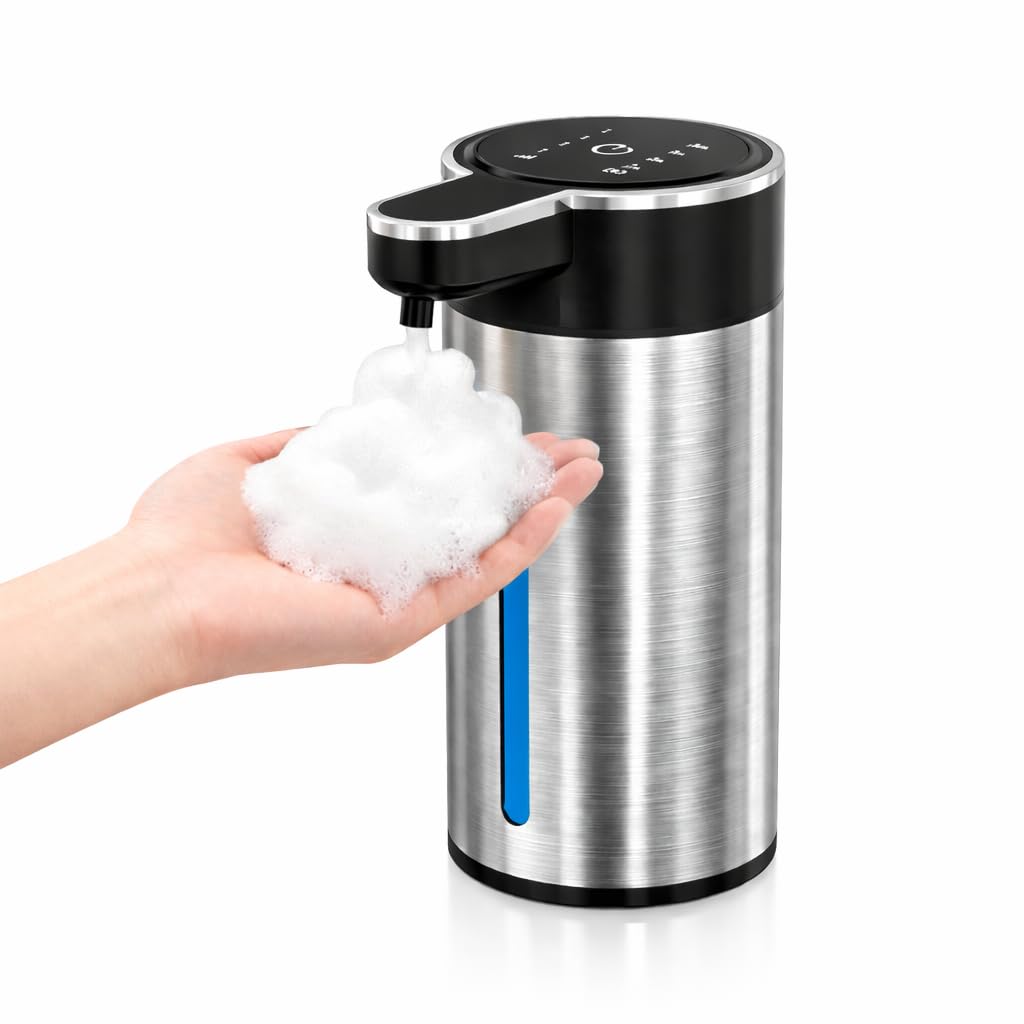 Photo 1 of **PARTS ONLY***Automatic Foaming Soap Dispenser Touchless, 304 Stainless Steel Hand Soap Dispenser, USB Rechargeable, 4 Adjustable Levels, 13.5 oz (400 ml), for Kitchen & Bathroom (Black, Foam)