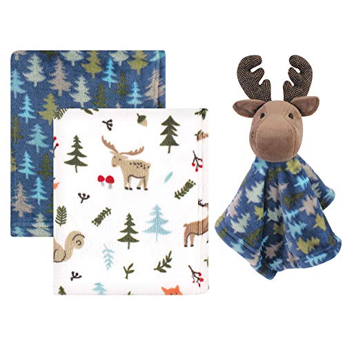 Hudson Baby Unisex Baby Plush Blanket with Security Blanket, Boy Moose, One Size