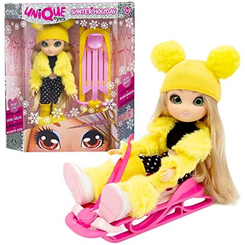 UNIQUE EYES, MYM171 Amy Doll 25 cm with Their Eyes and Winter Clothes and Accessories, Toy for Children aged 3 Years and Above Cover