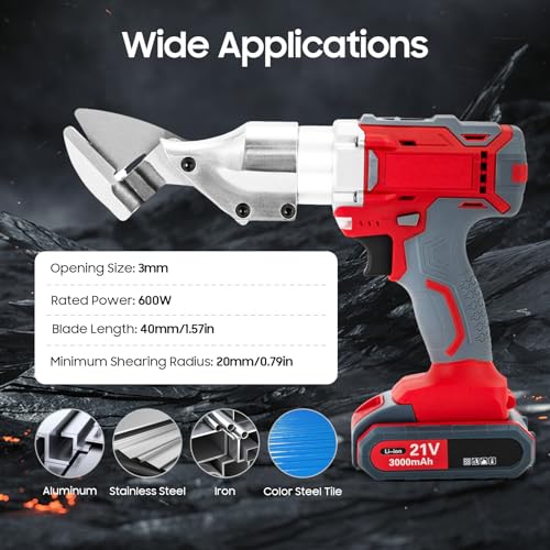 600W Metal Shear Hand-held Cutting Machine Tool Electric Cutter for Iron Aluminum Stainless Steel,11.8x 3.2x 7.9in, 1300r/min,Two-speed Adjustment - Thumbnail 7