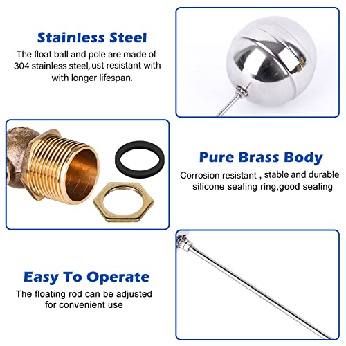 Stainless Steel Float Ball Valves, 3/4” Stainless Steel Floating Ball, 2 Pack DN20 Metal Float