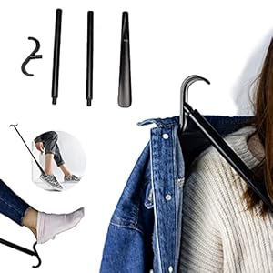 Schoenlepel lang geassistreerd aantrekken, hulp bij het uittrekken van de sokken, hulpmiddelen voor senioren, gehandicapten, driedelig, splitsen, multifunctioneel