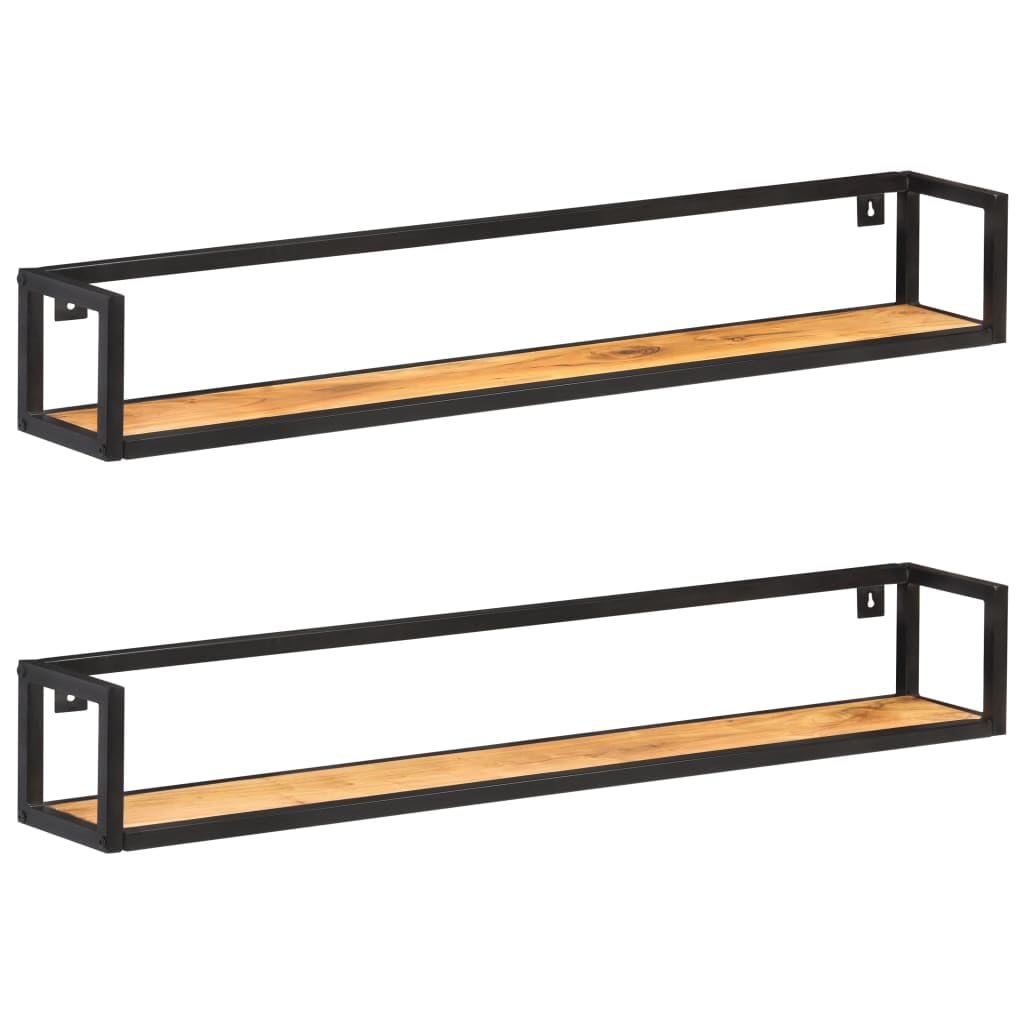 Furniture Select-Estantes de pared 2 piezas 120 cm madera maciza de acacia