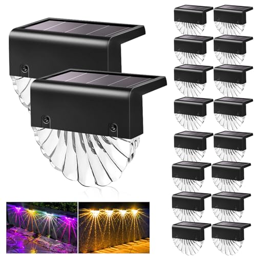 Bellanny Solarlampen für Außen, 18 Stück Solarleuchten Garten Dekoration Beleuchtung, 2 Modi LED Warmweiß/Farbwechselnde twinkly Treppenlicht,...