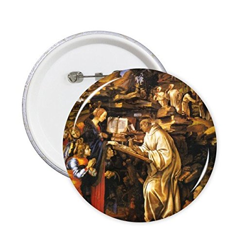 Badge rond Vierge à saint Bernard illustration art chrétien peinture classique