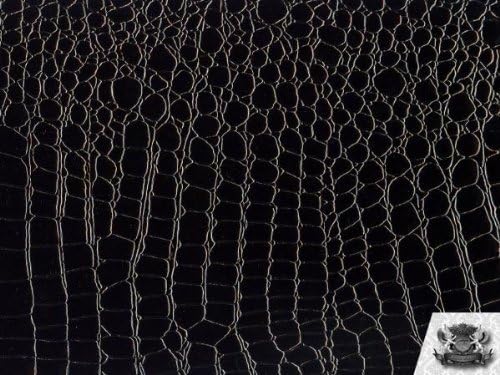 Vinyl Crocodile Black Fake Leather Upholstery Fabric by The Yard