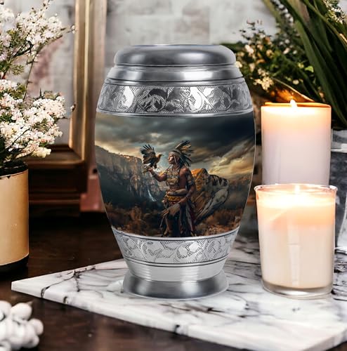 Image of Native American Urn for Ashes - Women's Adult Female Mother Cremation Urn - (10 inch Pack of 1), MON-URN-3862-URN