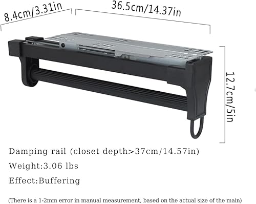 Miniatura 7 de Barra de valet extraíble para armario, colgadores antideslizantes roscados de aleación de aluminio, soporte telescópico para colgar silencioso y