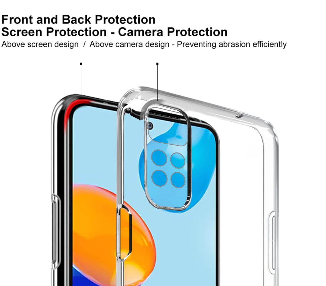 ELECTRO-WEIDEWORLD Cover + 3 Vetri Temperati Per Xiaomi Redmi Note 11 Pro / Note 11 Pro 5G - Custodia Sottile Trasparente TPU - 6