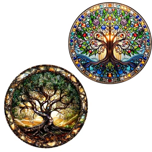 2 Stück Fensterdeko Hängend Lebensbaum Deko Zwei Teile Baum Des Lebens Dekoration Für Fenster Elegante Raumgestaltung Mit Natürlichem Design Einfache Montage Und Vielseitige Anwendung5.9 in