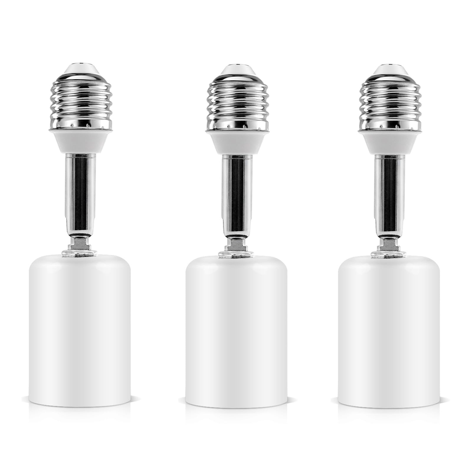 E27 Adaptateur de base extension, E27 Prolongateur de douille de lampe, Adaptateur de support de lampe, Métal et céramiques Matériaux, Blanc, 3pcs