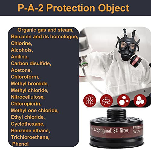 Gas Particulate Filter Tank-Ranksing Respirator Mask Activated Carbon Organic Vapors 40Mm P-A-2 Steel Filter Cartridges 40Mm For Full Face Mask Certified En143 En140 En136 (Eu)2016/425 #TOP2