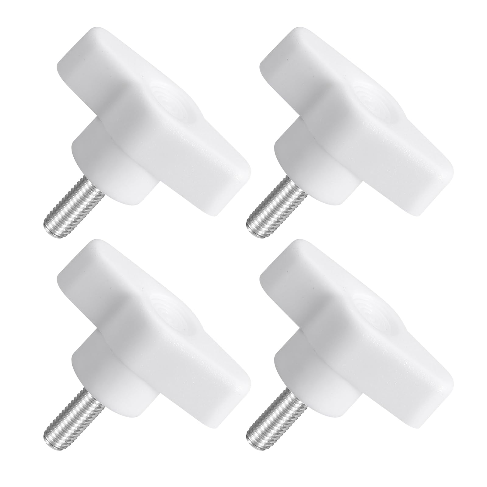 uxcell 4Pcs Tee Wing Knobs Thumb Screws, M5 x 14mm Clamping Screw Knob Male Thread 304 Stainless Steel T Shaped Thumb Screws Handle 36mm Dia. for Hand Tightening Knob Replacement, White