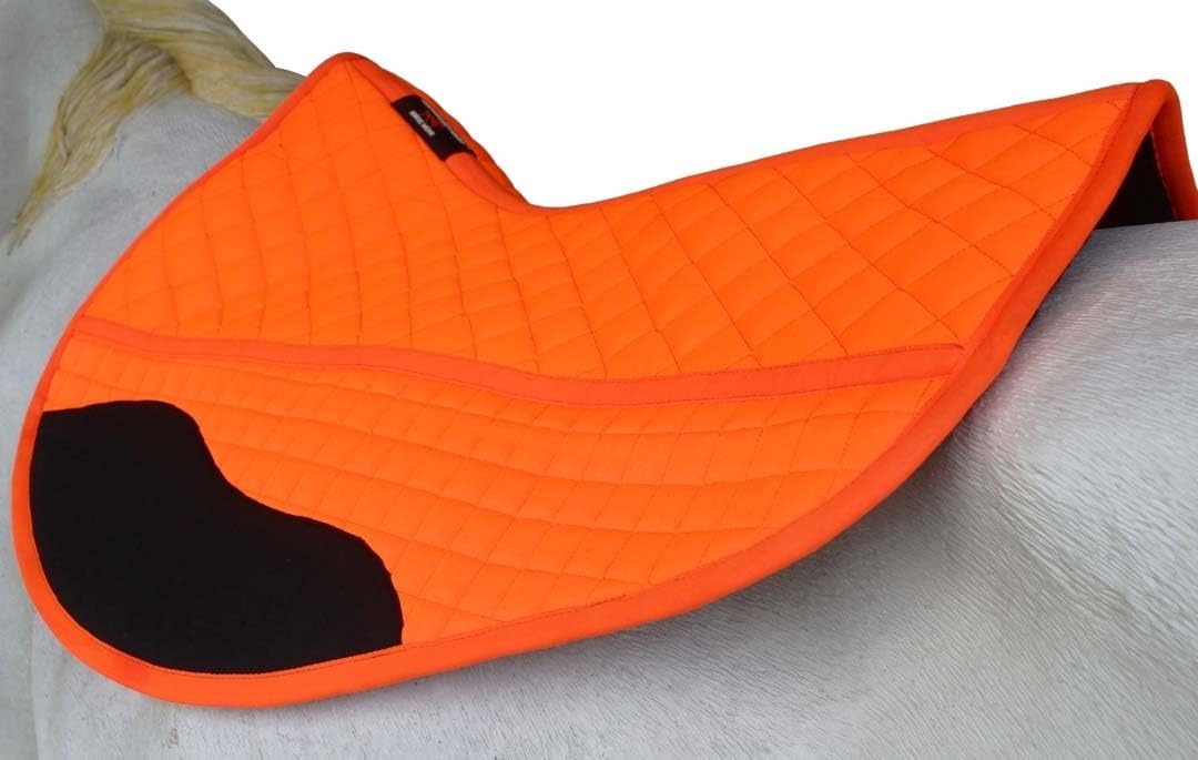 CHALLENGER Quilted Western Orange Barrel Saddle Pad with Fleece Underside Padding – Shock-Absorbing Comfort Training Pad – 26” Spine x 17” Drop 39TS11OR