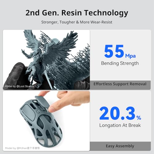 Image of ANYCUBIC 2nd Gen Resin Technology ABS-Like Resin 2.0, 3D Printer Resin with High Toughness, More Precise Details, Low Odor, Wide Compatibility for All LCD Resin 3D Printers (Grey, 1kg)