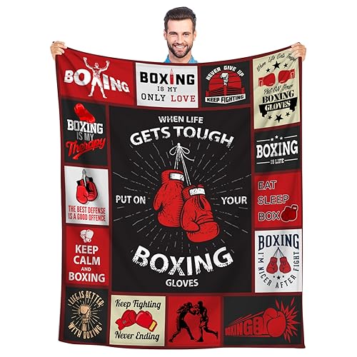 Shuwekk Boxing Gifts for Men Women Teens, Boxing Blanket for Men, Boxing Theme Blankets, Boxing Gifts for Him Teens Kids Boys Girls, Boxer Lovers Gift Blanket,60