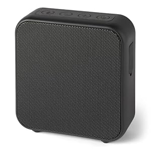 Amazon Basics Enceinte Bluetooth sans Fil, autonomie de 6 Heures, étanchéité IPX5, Utilisation en intérieur et extérieur, Taille compacte, Noir