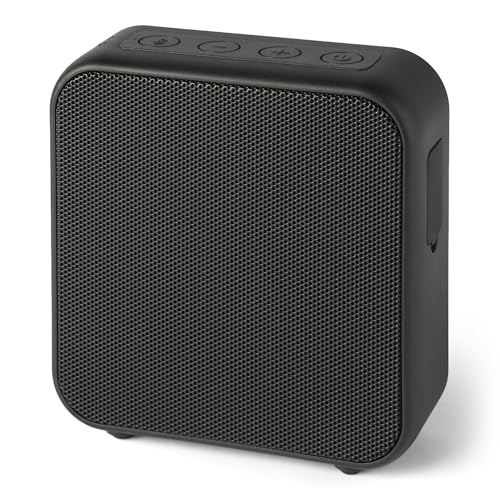 Amazon Basics Enceinte Bluetooth sans Fil, autonomie de 6 Heures, étanchéité IPX5, Utilisation en intérieur et extérieur, Taille compacte, Noir