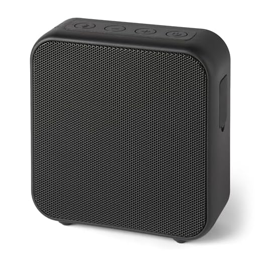 Amazon Basics tragbarer kabelloser Bluetooth 5.3-Lautsprecher, kompakt, 6 Stunden Laufzeit, wasserdicht nach IPX5, wiederaufladbar, verbesserte Basswiedergabe, für drinnen und draußen, schwarz
