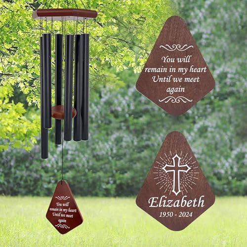 Image of ASTARIN Personalized Name Memorial Wind Chimes, Sympathy Gift for Loss of Lover Mom Dad, Bereavement Deep Tone Wind Chimes for Outside in Memory Gift, Decor Outdoor Garden Patio