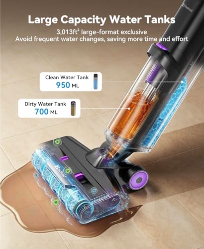 Image of Wet Dry Vacuum Cleaner 20,000Pa,50Mins Runtime Cleaning Area 3013ft,Cordless Vacuum Cleaner, Cordless Vacuum and Mop All in One,Self-Cleaning for Hard Floors Sticky Messes and Pet Hair H15Set