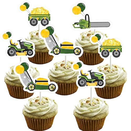 Topper cupcake tondeuse anniversaire thème tracteur et ferme garçon